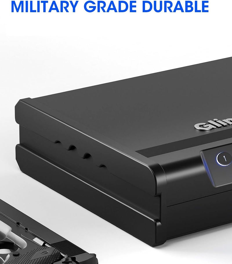 Glimstone Gun Safe, Biometric Gun Safe for Pistols, Easy Edition, 3 Ways Quick Access With Fingerprint/Digital Keypad/Key, Smart Handgun Safe for Home Bedside Nightstand Car - Image 4